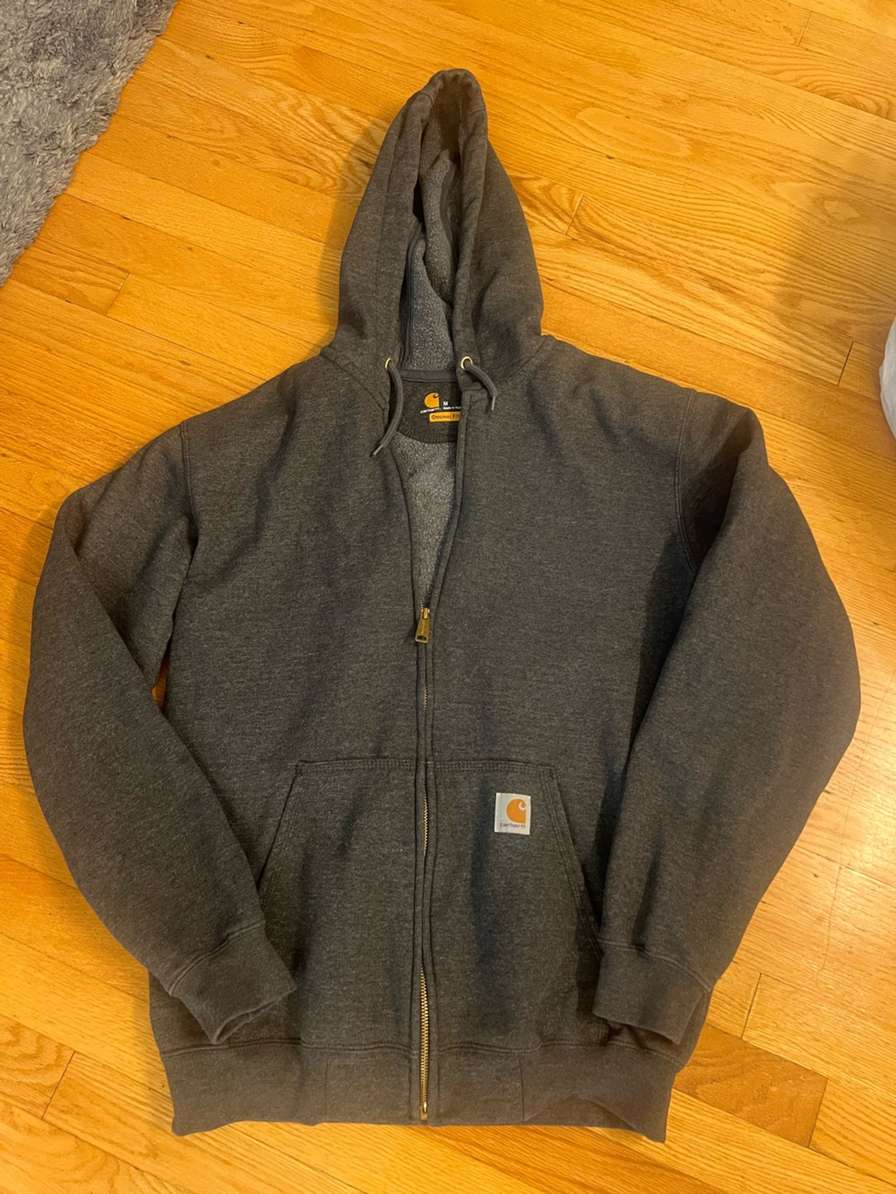 Carhartt Charcoal Zip-Up Hooded Sweatshirt